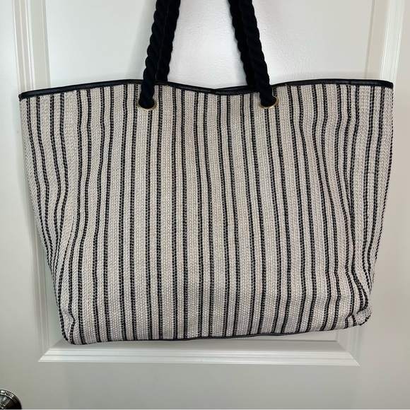 Lancôme Tote Bag Woven Striped Oversized Unstructured - Picture 13 of 16
